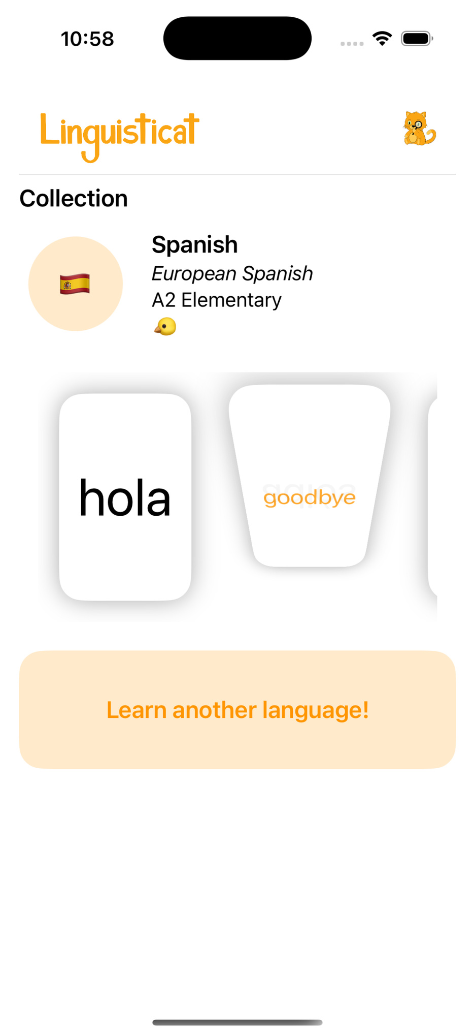 3. Flashcards in app